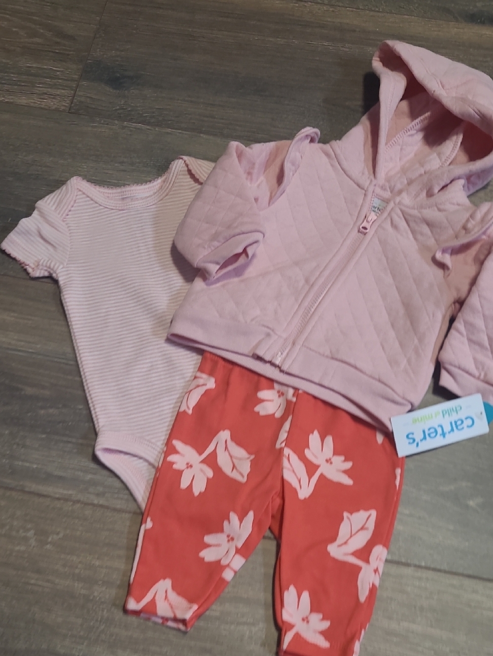 Carter's NEW Pink Orange Cotton Blend Ruffle Sleeves Hoodie Zipper Sweatshirt